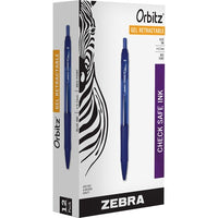 Z 41020 | Zebra Orbitz Retractable Gel Ink Pen, Medium Point, Blue Ink, Dozen