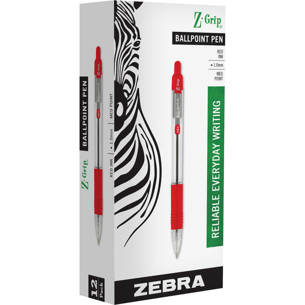 Z 22230 | Zebra Z-Grip Flight Retractable Ballpoint Pen, Medium Point, Red Ink, Dozen