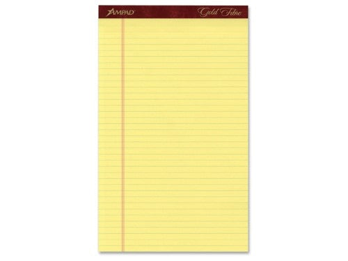 AMP 20-230R |  8 1/2 x 14, Canary, Wide-Ruled Writing Pads, 50 Sheets, 12 Pads