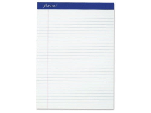 AMP 20-320 | 8 1/2 x 11 3/4, Wide-Ruled Writing Pads, 50 Sheets, 12 Pads