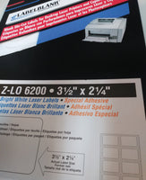 LB 6200 | Label Blank Z-LO Full Sheet Labels 3.5 x 2.25 8 per sheet, 100 Sheets