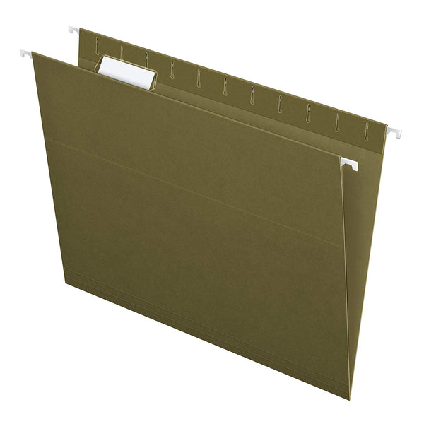 F | Hanging File Folders, Letter Size, Standard Green, 5 Tab, 25 Box