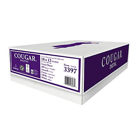 DOM 3397 | 18 x 12, #100 WHITE COVER, DOMTAR COUGAR DIGITAL, 400 SHEETS