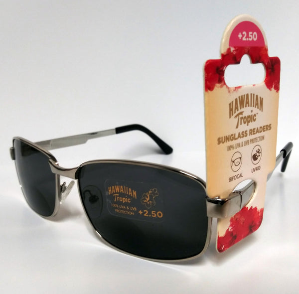 E HTR 60361-MES025-096 | Metal Hawaiian Tropic Polarized 100% UVA & UVB Protection BiFocal Sunglasse Readers +2.50