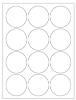 Label 140 | 8 1/2 X 11, 12 - 2.5" CIRCLES, GLOSS, PERMANENT ADHESIVE, 10 Sheets