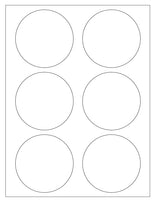 Label 145 | 8 1/2 X 11, 6 - 3.33" CIRCLE LABELS PER SHEET, GLOSS. PERMANENT PRESSURE SENSITIVE,, 10 Sheets