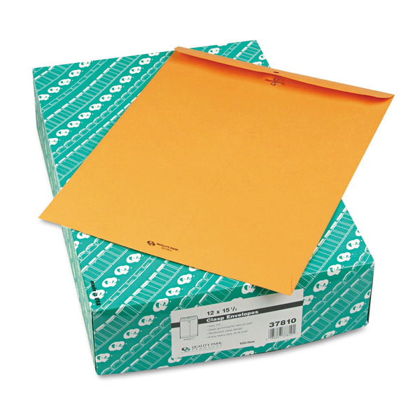 QP 37810 | Quality Park Clasp Envelope 12 x 15 1/2 32lb Brown Kraft, 100/Box